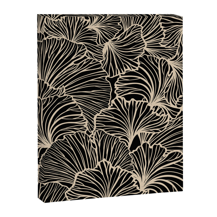 Decorative Leaf Pattern, Floral Prints, Cream and Black Canvas Print Gallery Image 1