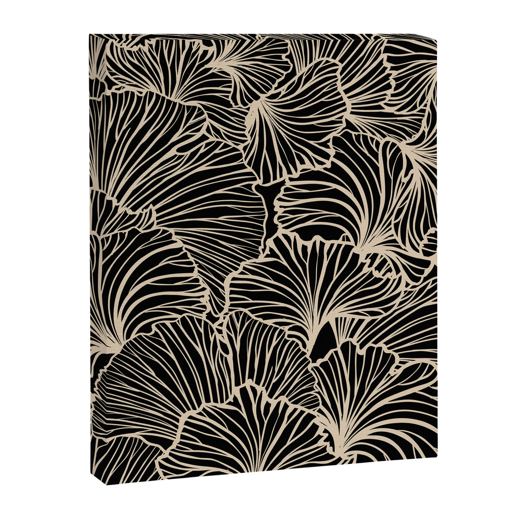 Decorative Leaf Pattern, Floral Prints, Cream and Black Canvas Print Gallery Image 8
