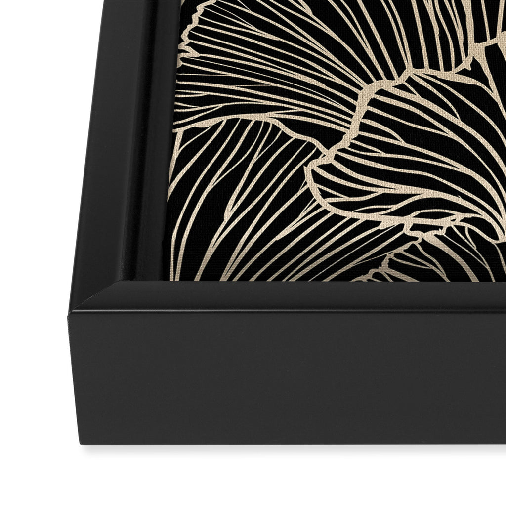 Decorative Leaf Pattern, Floral Prints, Cream and Black Framed Canvas Print Gallery Image 3