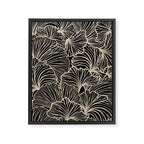 Decorative Leaf Pattern, Floral Prints, Cream and Black Framed Canvas Print Gallery Image 8