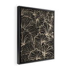Decorative Leaf Pattern, Floral Prints, Cream and Black Framed Canvas Print Gallery Image 2