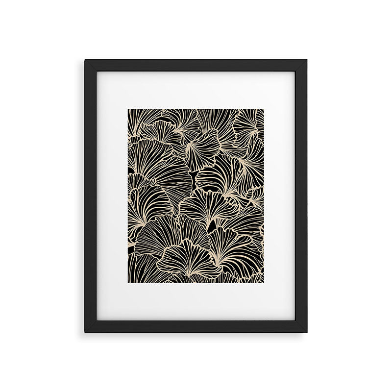 Decorative Leaf Pattern, Floral Prints, Cream and Black Framed Art Print Gallery Image 6