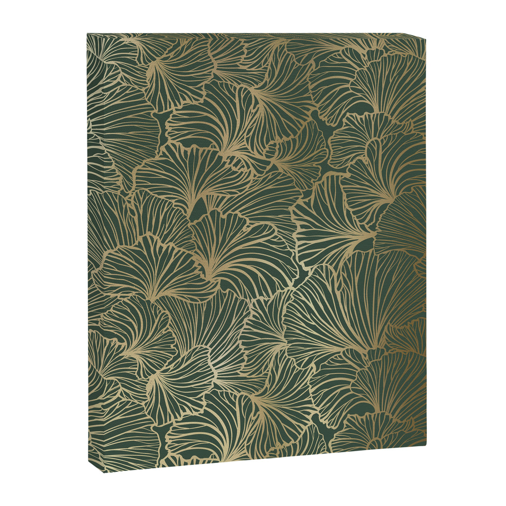Decorative Nature Pattern, Floral Prints, Green and Gold Canvas Print Gallery Image 8