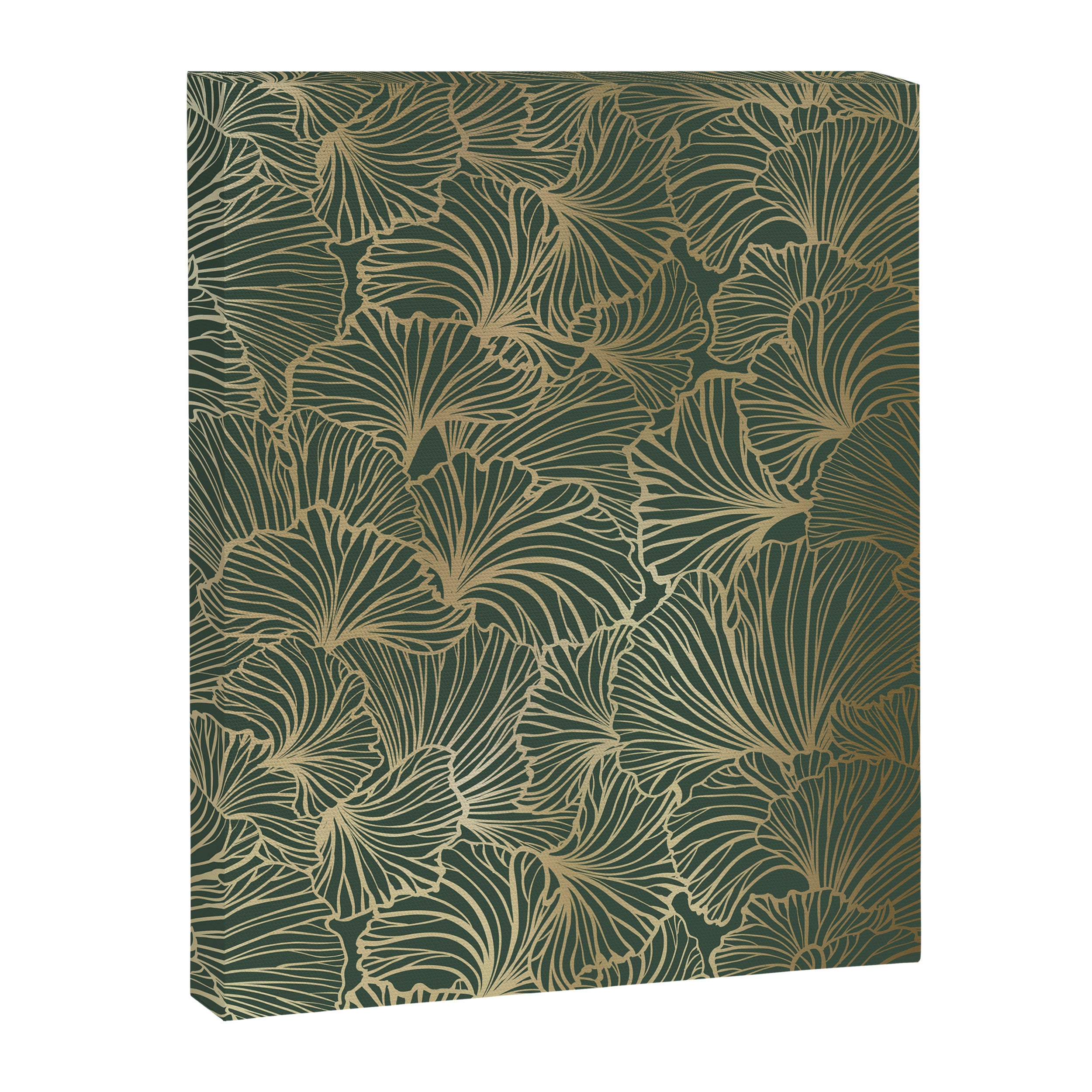 Decorative Nature Pattern, Floral Prints, Green and Gold Canvas Print Gallery Image 8