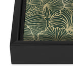 Decorative Nature Pattern, Floral Prints, Green and Gold Framed Canvas Print Gallery Image 3