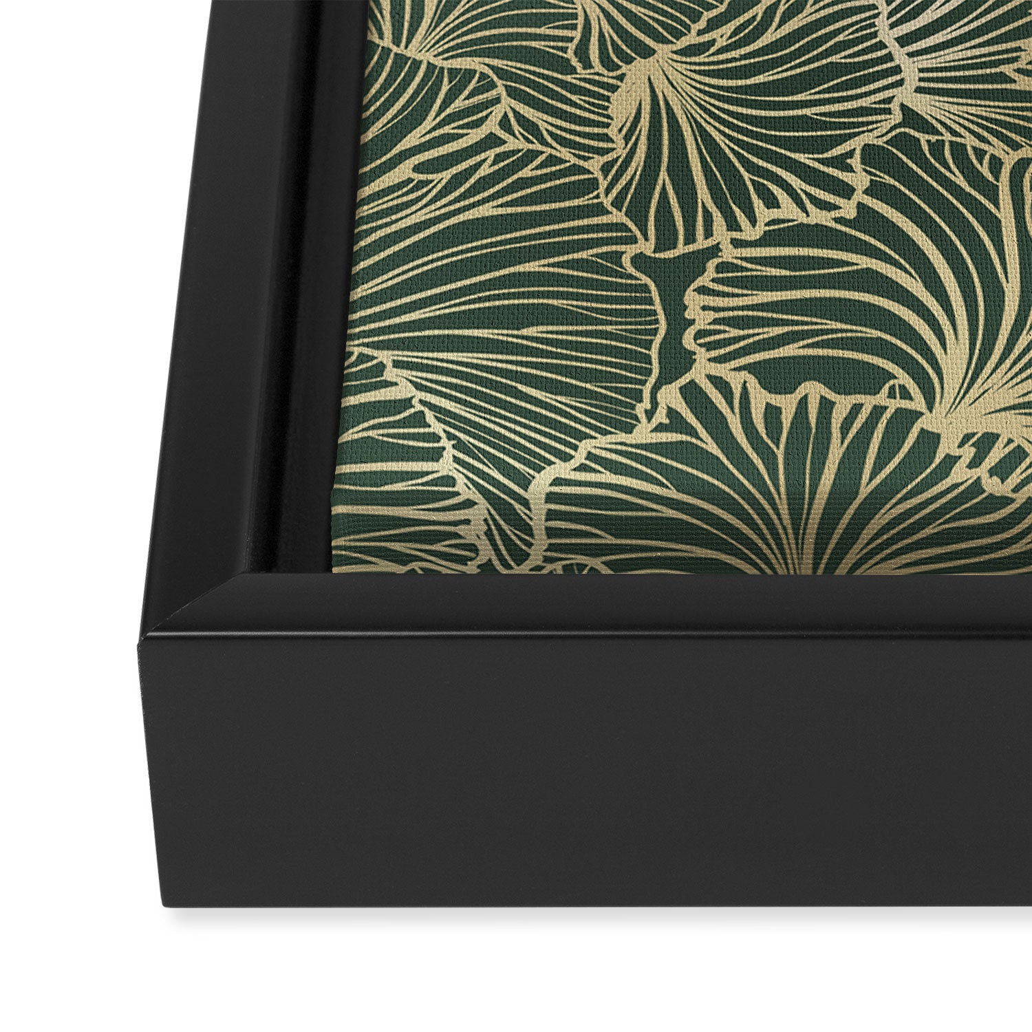Decorative Nature Pattern, Floral Prints, Green and Gold Framed Canvas Print Gallery Image 3