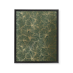 Decorative Nature Pattern, Floral Prints, Green and Gold Framed Canvas Print Gallery Image 8
