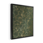 Decorative Nature Pattern, Floral Prints, Green and Gold Framed Canvas Print Gallery Image 2