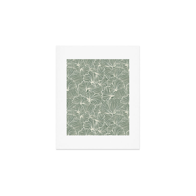 Decorative Nature Pattern, Sage Green and Ivory, Floral Prints Art Print Gallery Image 1