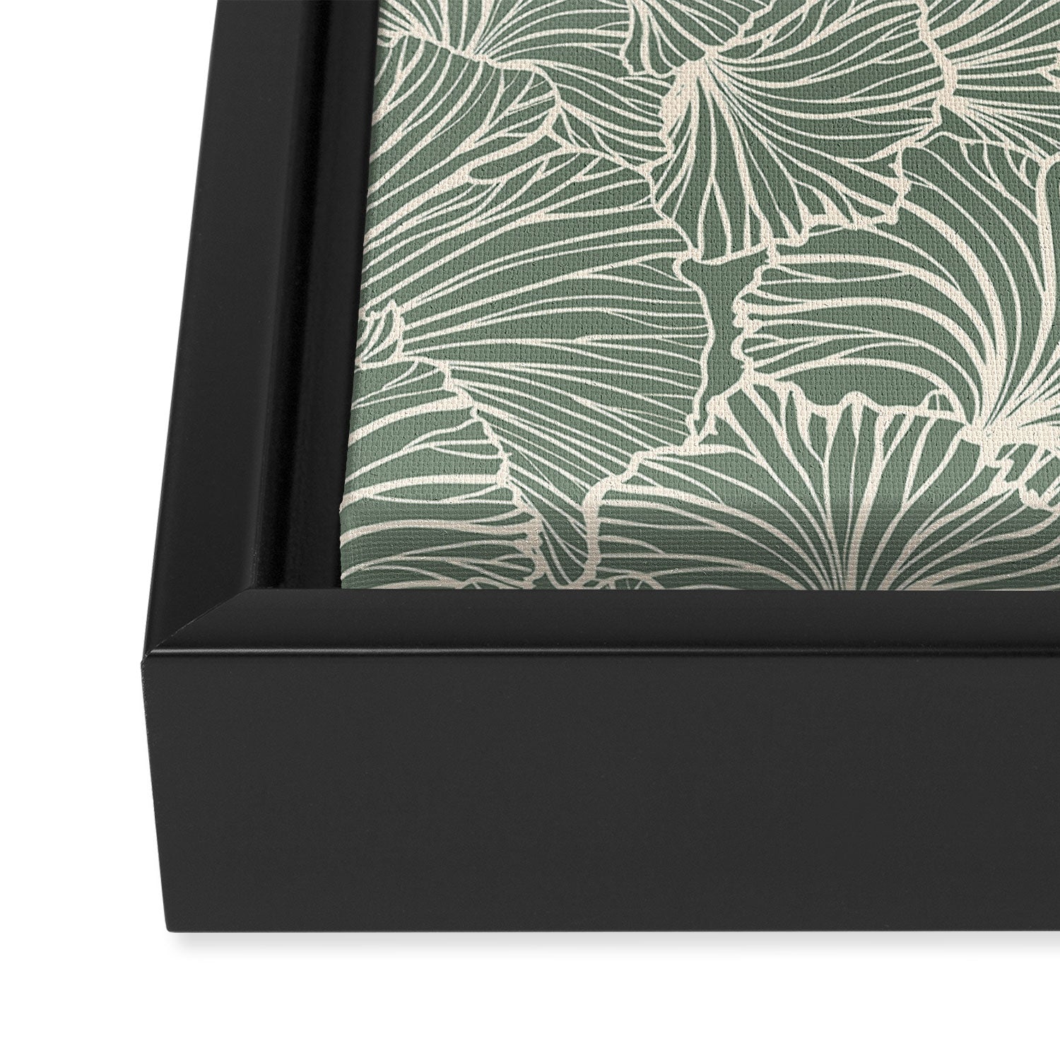 Decorative Nature Pattern, Sage Green and Ivory, Floral Prints Framed Canvas Print Gallery Image 3