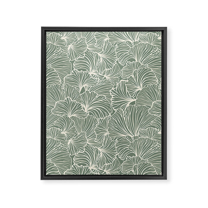 Decorative Nature Pattern, Sage Green and Ivory, Floral Prints Framed Canvas Print Gallery Image 1