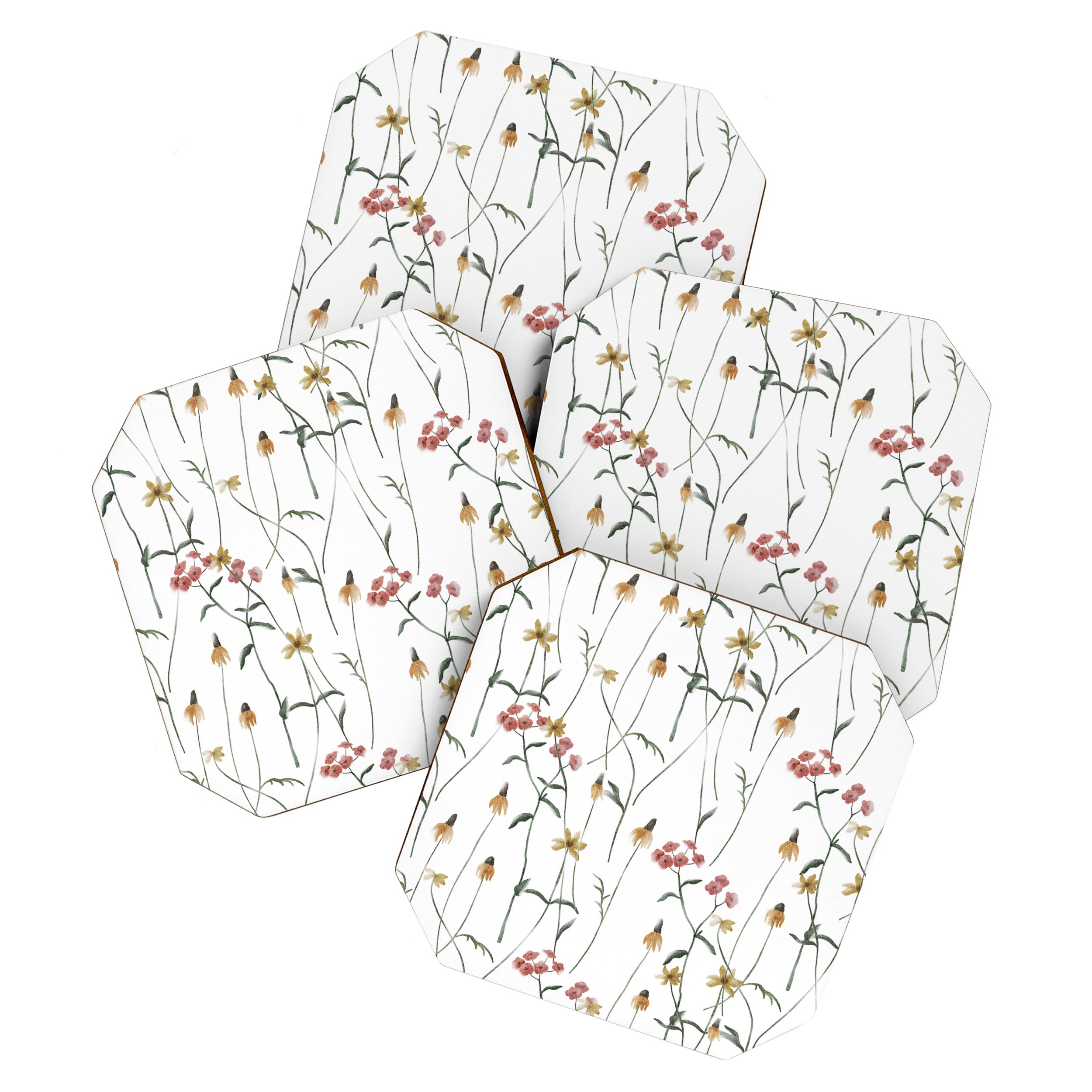 Delicate Wildflowers Floral Watercolor Coaster Gallery Image 1