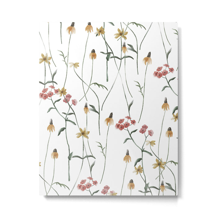 Delicate Wildflowers Floral Watercolor Metal Print Gallery Image 1