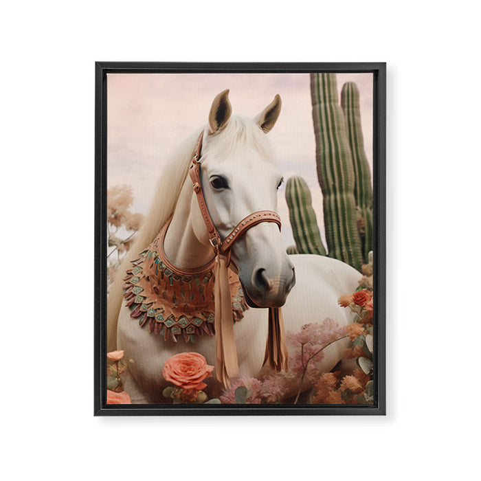 Desert Bohemian Garden Horse Framed Canvas Print Gallery Image 1