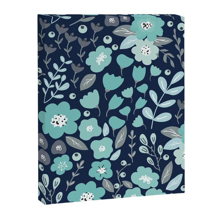 Ditsy Florals, Navy and Teal Canvas Print Gallery Image 1