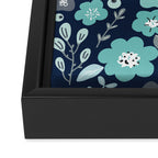 Ditsy Florals, Navy and Teal Framed Canvas Print Gallery Image 3