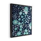 Ditsy Florals, Navy and Teal Framed Canvas Print Gallery Image 2