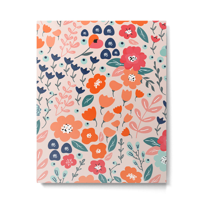 Ditsy Florals, Pink, Orange, Teal, Navy Metal Print Gallery Image 1