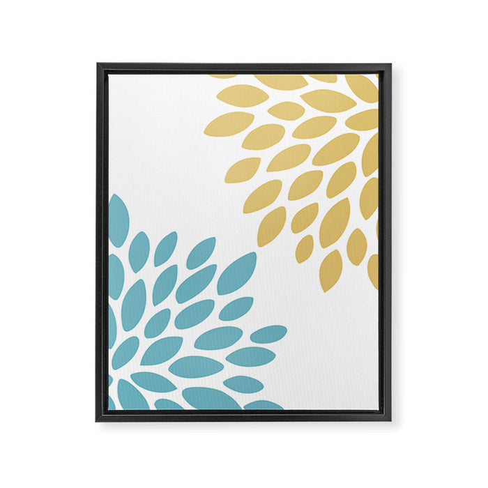 Duo Floral Prints, Yellow and Teal, Design Prints Framed Canvas Print Gallery Image 1