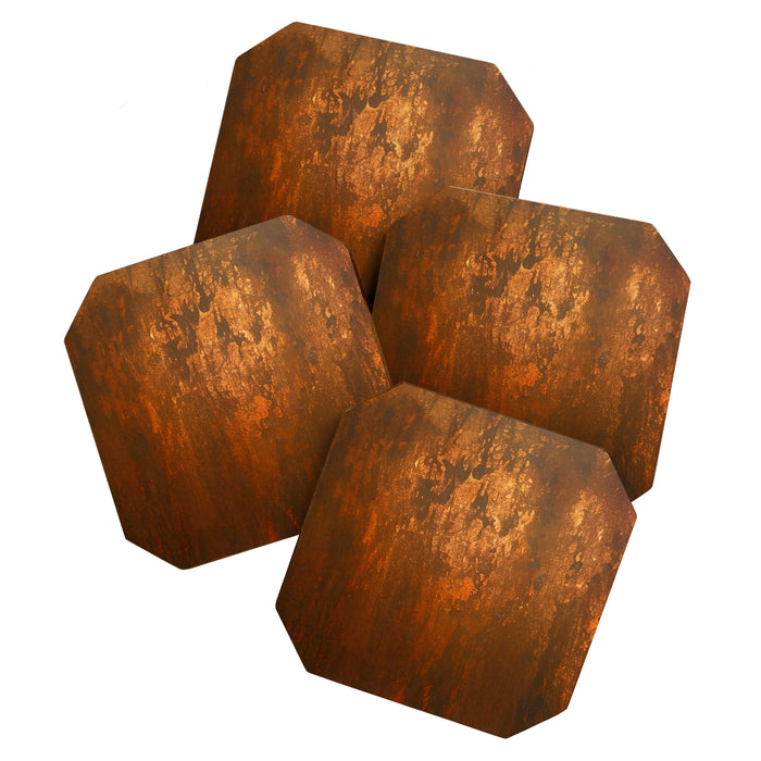 Earthy Rust Copper and Bronze Japandi Art Coaster Gallery Image 1