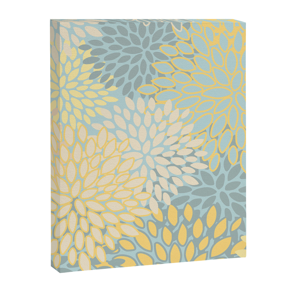 Elegant Blooms: Modern Floral Art in Soft Yellow and Teal Canvas Print Gallery Image 8
