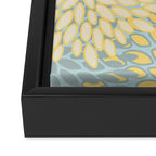 Elegant Blooms: Modern Floral Art in Soft Yellow and Teal Framed Canvas Print Gallery Image 3