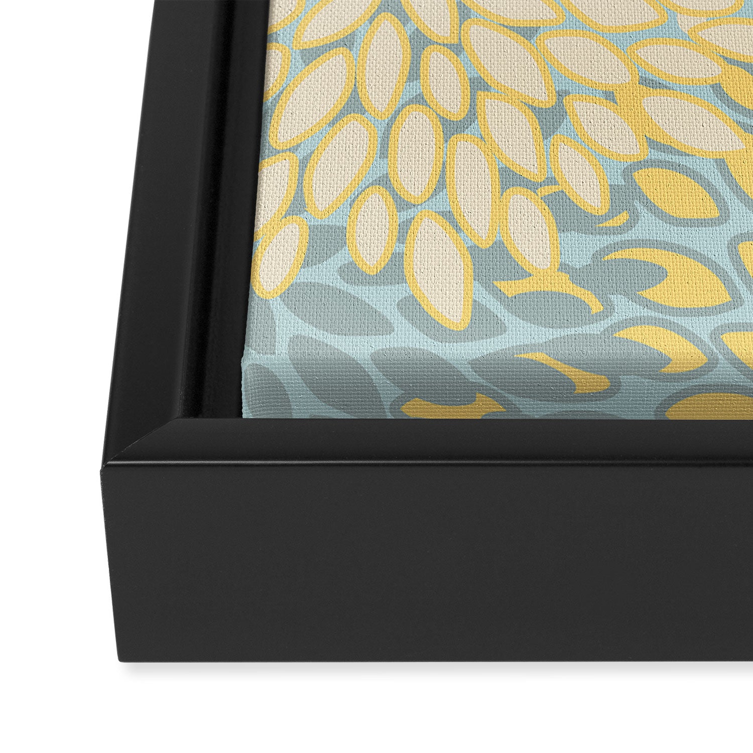 Elegant Blooms: Modern Floral Art in Soft Yellow and Teal Framed Canvas Print Gallery Image 3