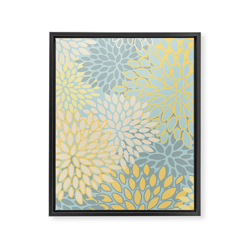 Elegant Blooms: Modern Floral Art in Soft Yellow and Teal Framed Canvas Print Gallery Image 8