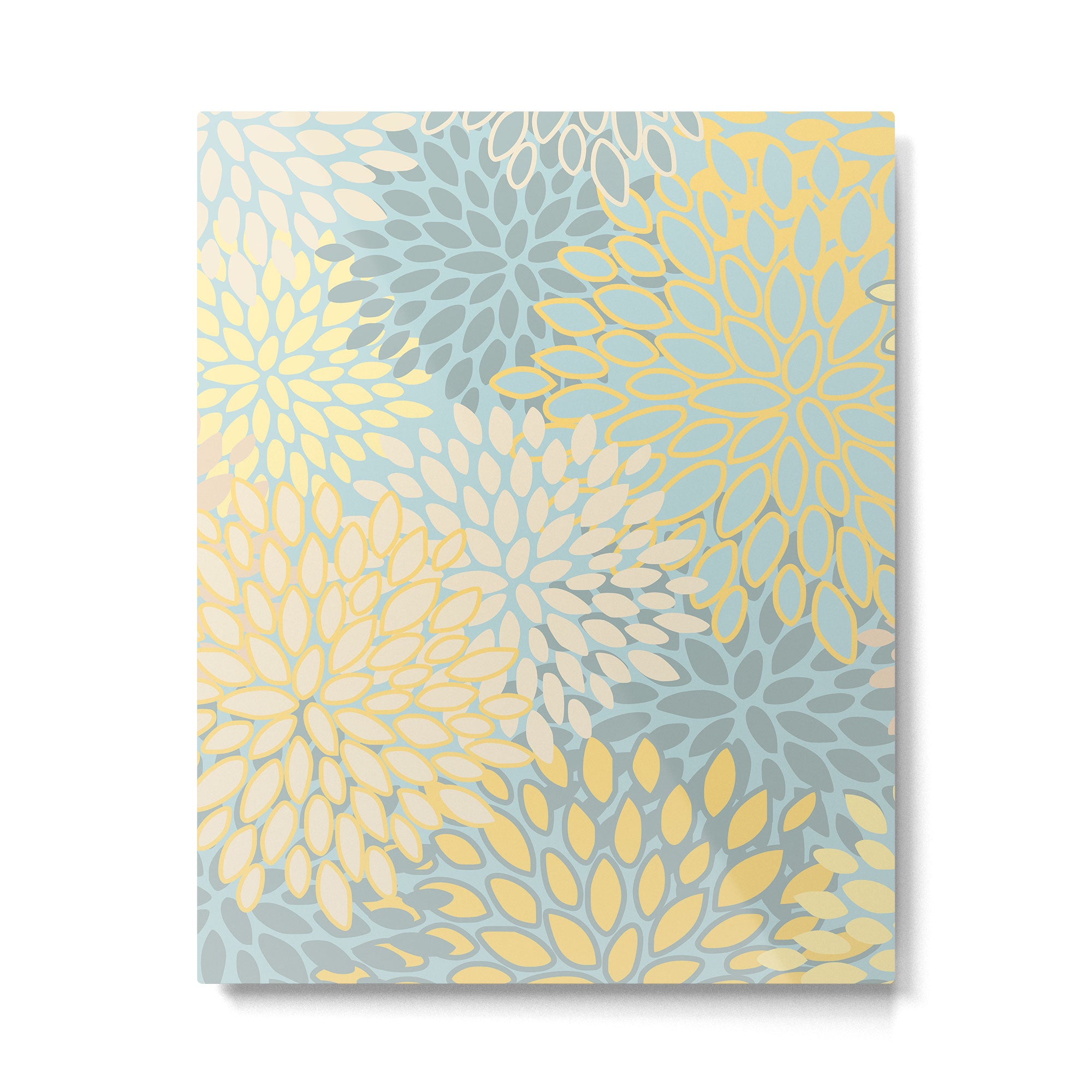 Elegant Blooms: Modern Floral Art in Soft Yellow and Teal Metal Print Gallery Image 6