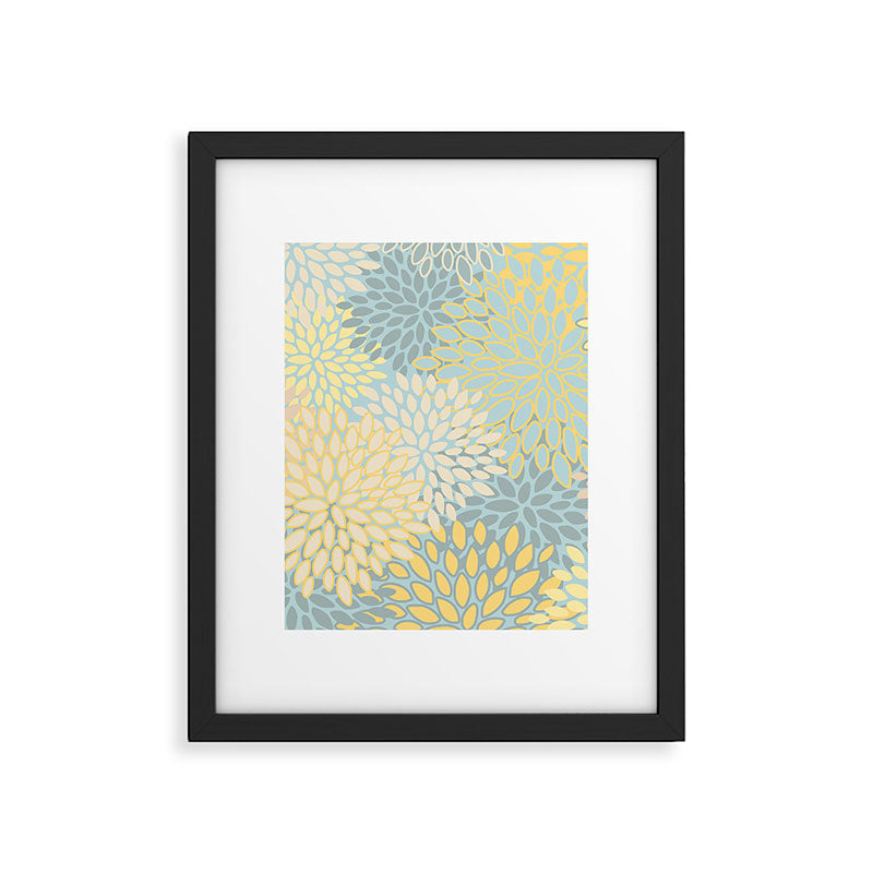 Elegant Blooms: Modern Floral Art in Soft Yellow and Teal Framed Art Print Gallery Image 6