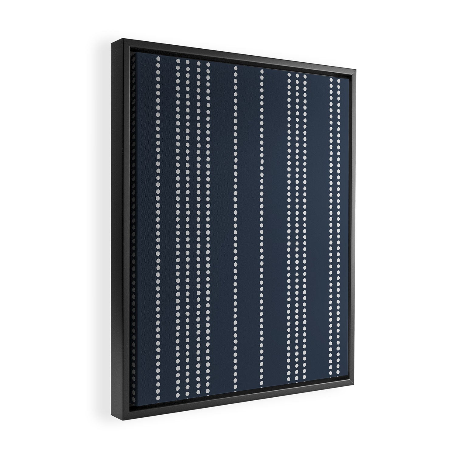 Ethnic Spotted Stripes in Blue Framed Canvas Print Gallery Image 2