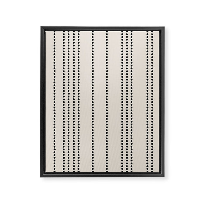 Ethnic Spotted Stripes in Ivory and Black Framed Canvas Print Gallery Image 1