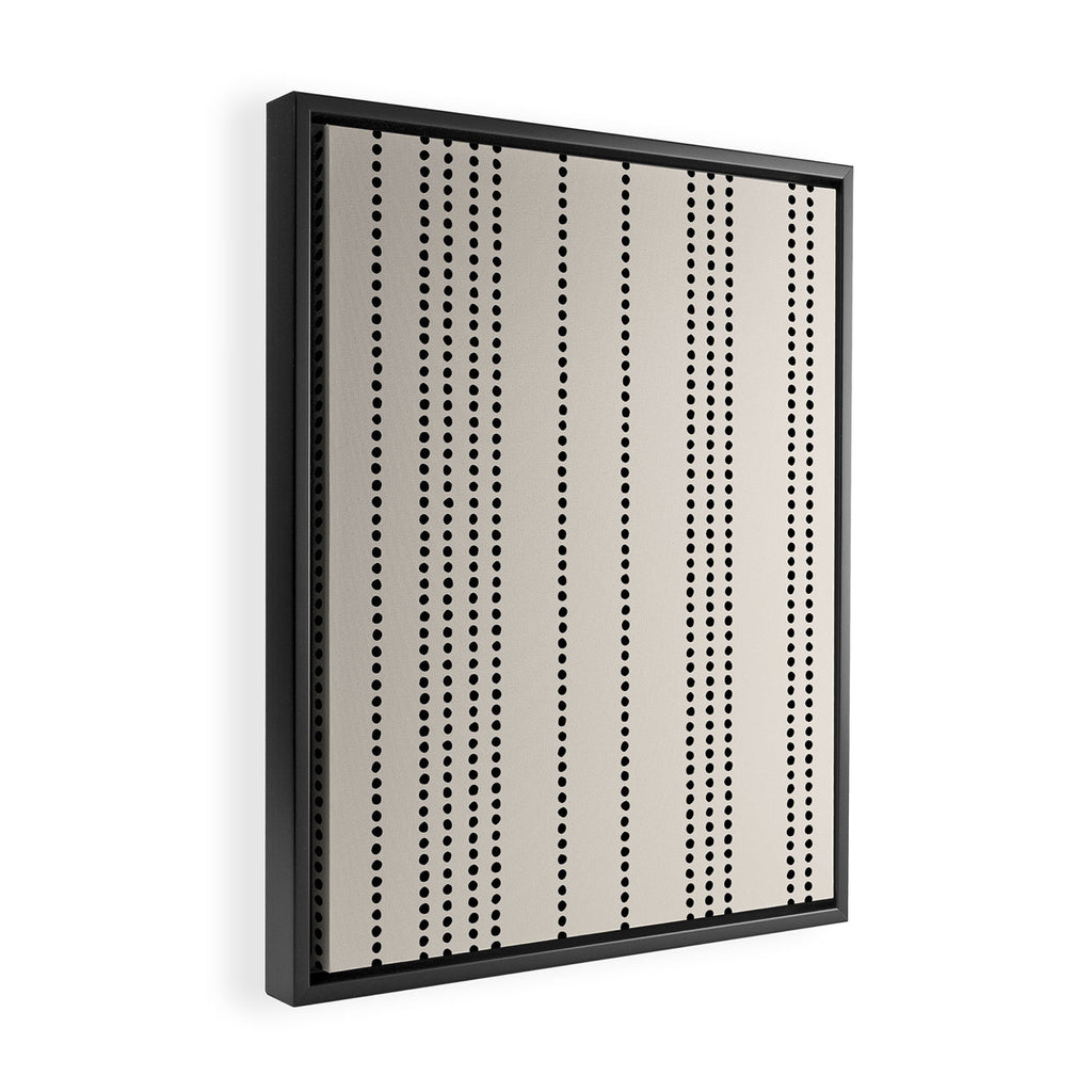 Ethnic Spotted Stripes in Ivory and Black Framed Canvas Print Gallery Image 2