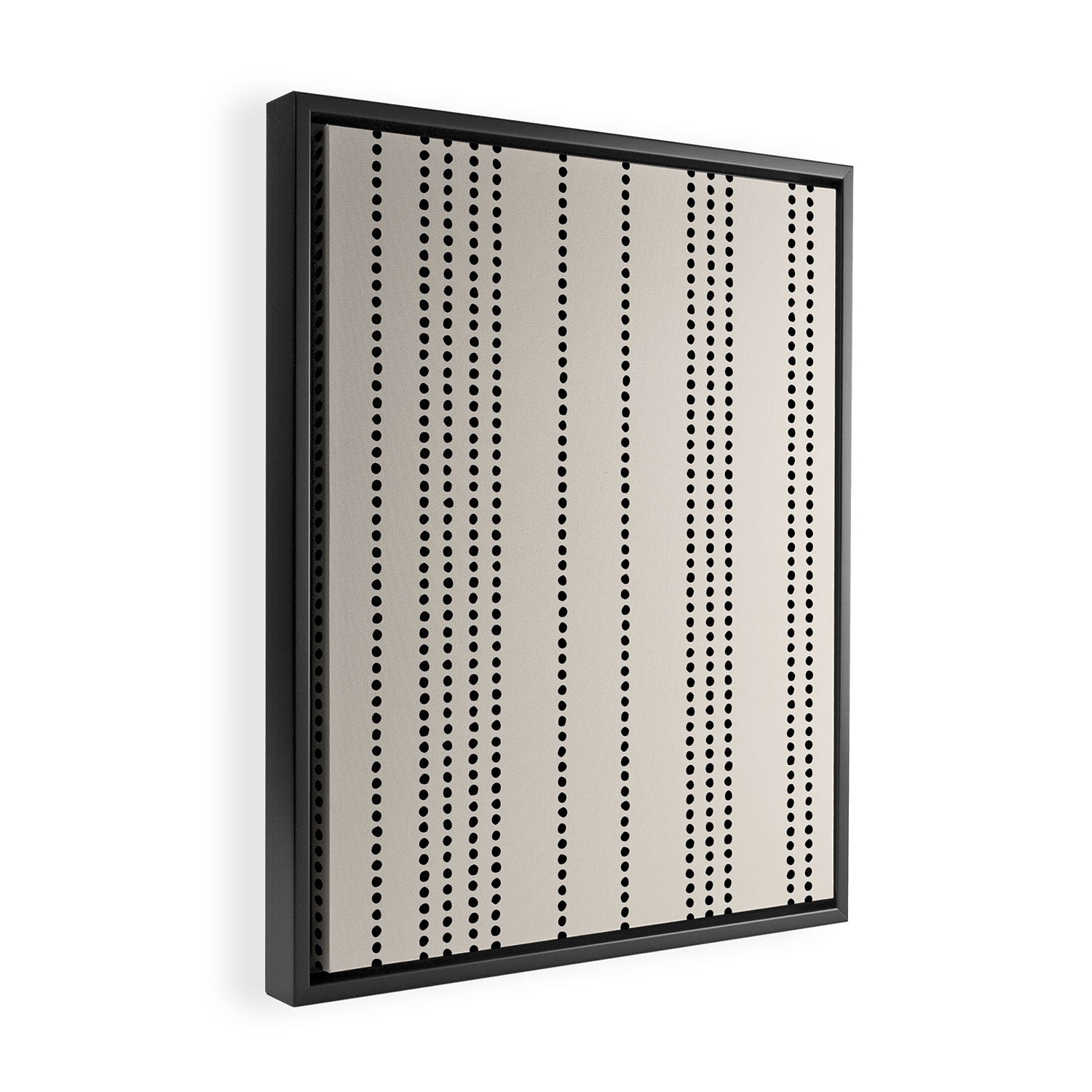 Ethnic Spotted Stripes in Ivory and Black Framed Canvas Print Gallery Image 2