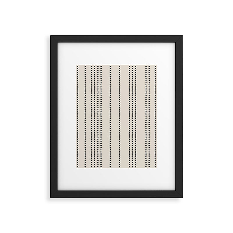 Ethnic Spotted Stripes in Ivory and Black Framed Art Print Gallery Image 6