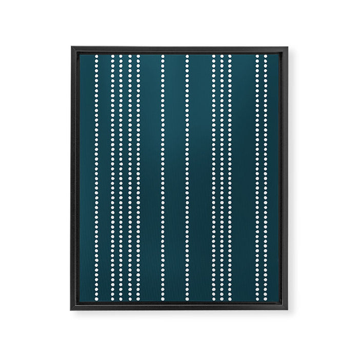 Ethnic Spotted Stripes in Teal Framed Canvas Print Gallery Image 1