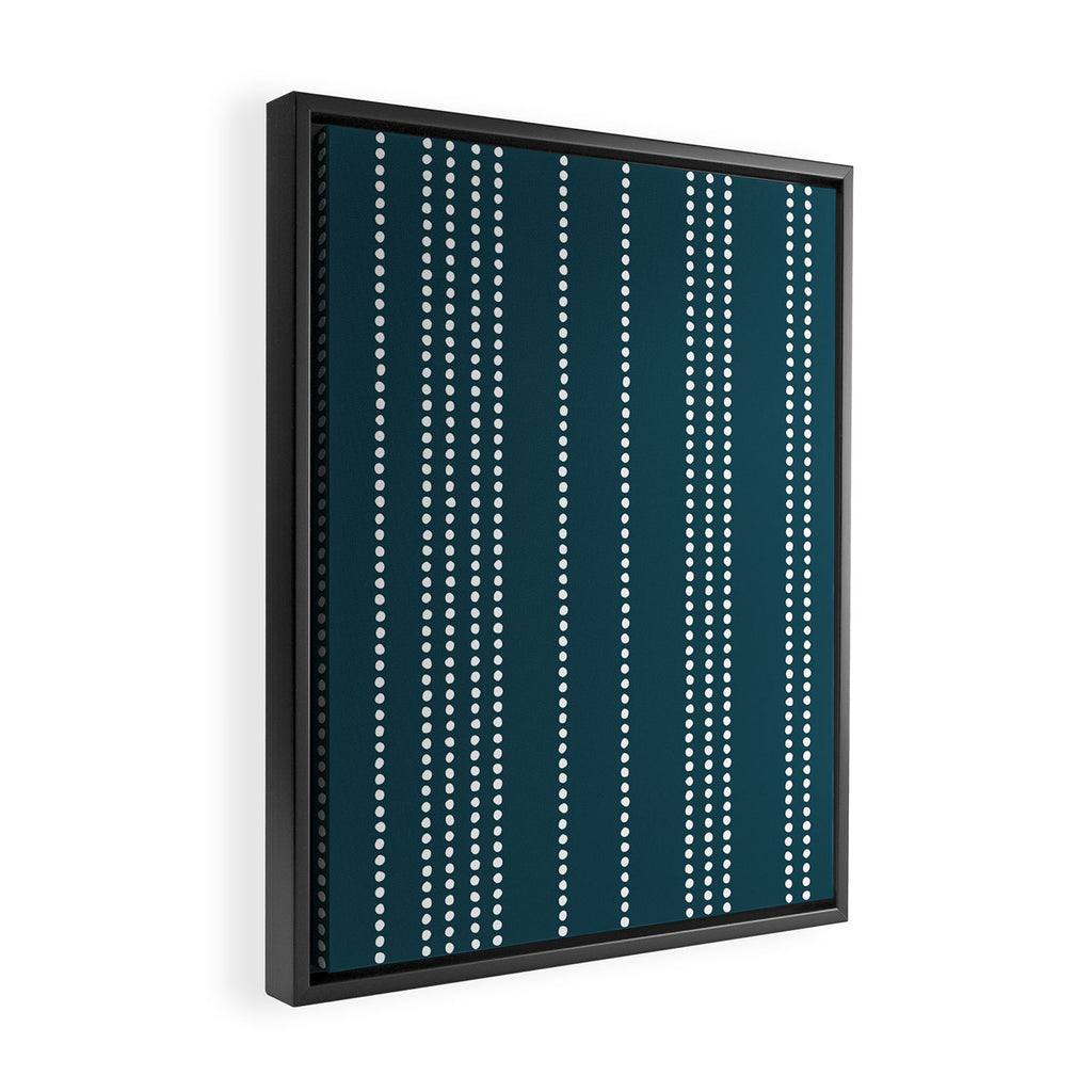 Ethnic Spotted Stripes in Teal Framed Canvas Print Gallery Image 2