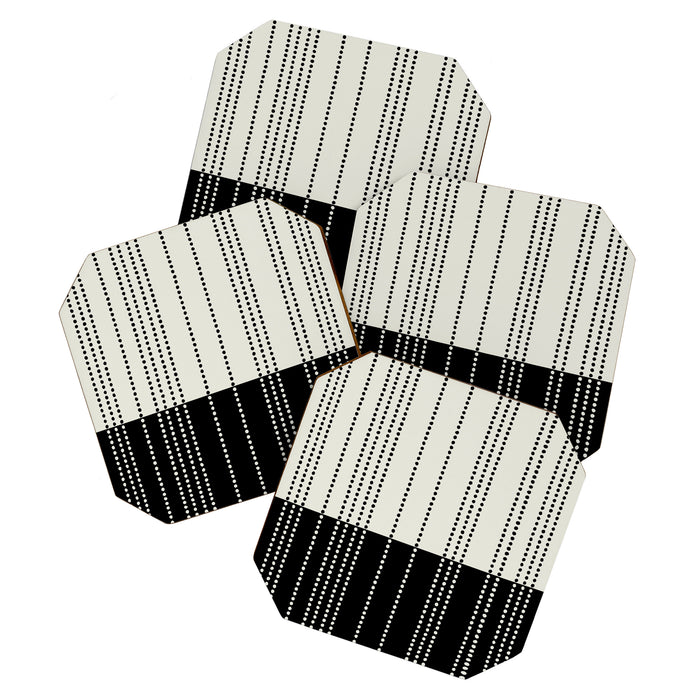Ethnic Spotted Stripes, Ivory and Black Coaster Gallery Image 1