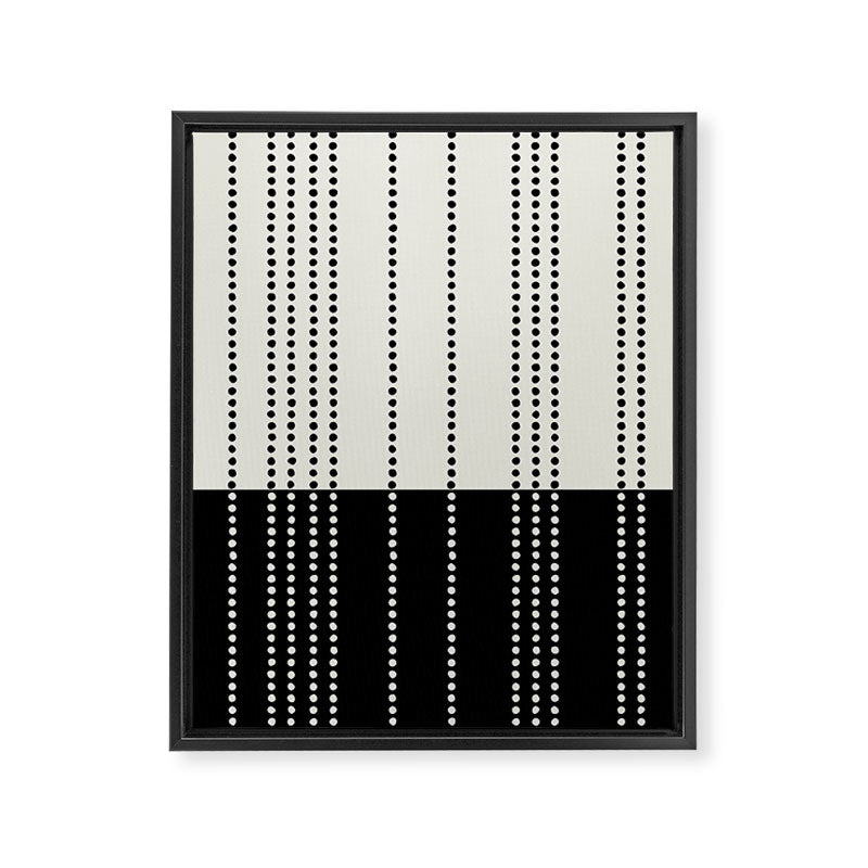 Ethnic Spotted Stripes, Ivory and Black Framed Canvas Print Gallery Image 8