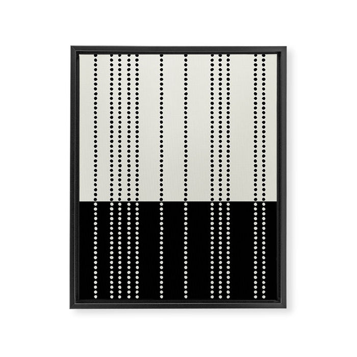 Ethnic Spotted Stripes, Ivory and Black Framed Canvas Print Gallery Image 1