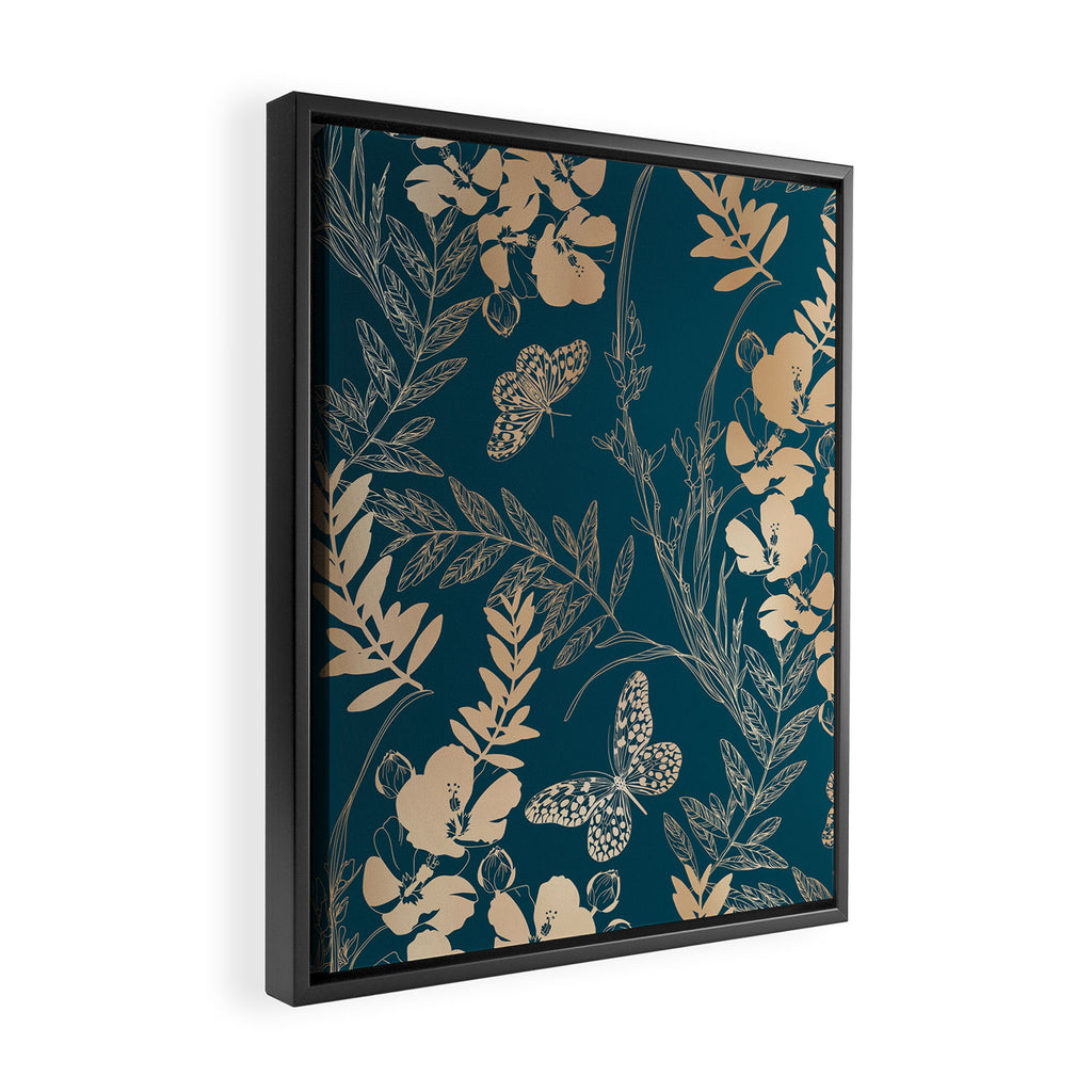 Exotic Florals and Butterflies Framed Canvas Print Gallery Image 2