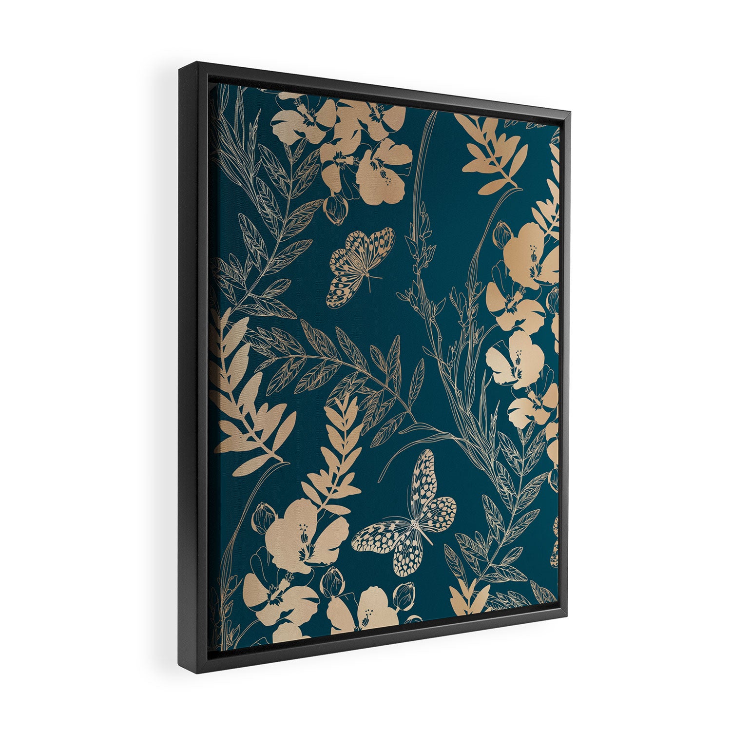 Exotic Florals and Butterflies Framed Canvas Print Gallery Image 2