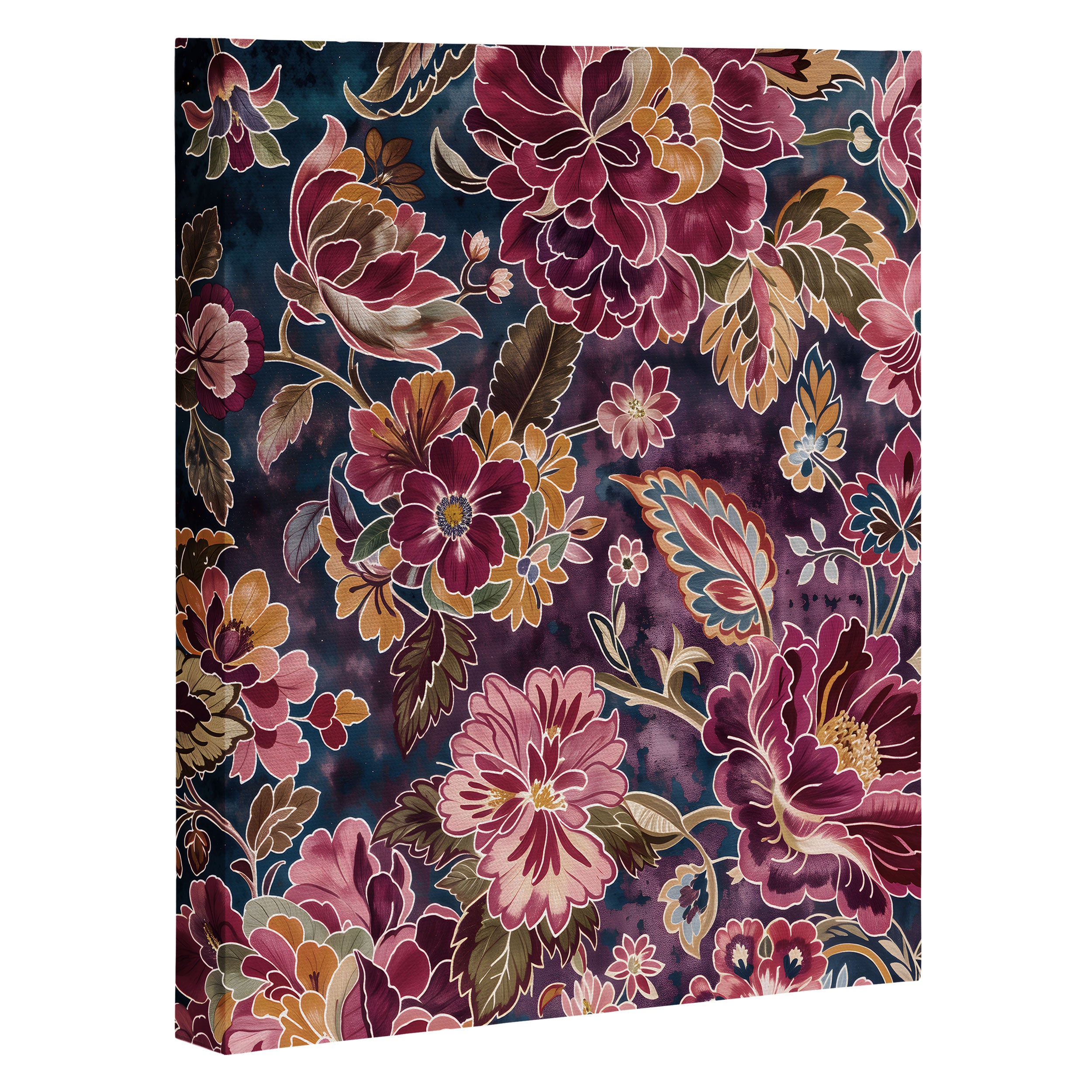 Exotic Plum Bohemian Floral Canvas Print Gallery Image 3