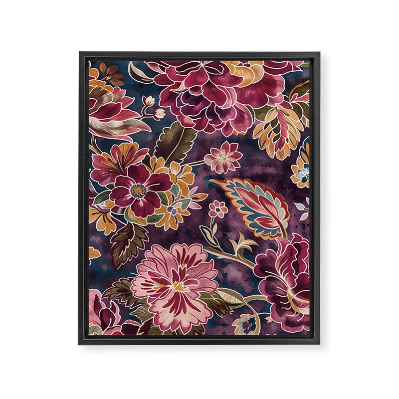 Exotic Plum Bohemian Floral Framed Canvas Print Gallery Image 8