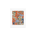Exotic Wildlife Floral Garden on Orange Art Print Gallery Image 1