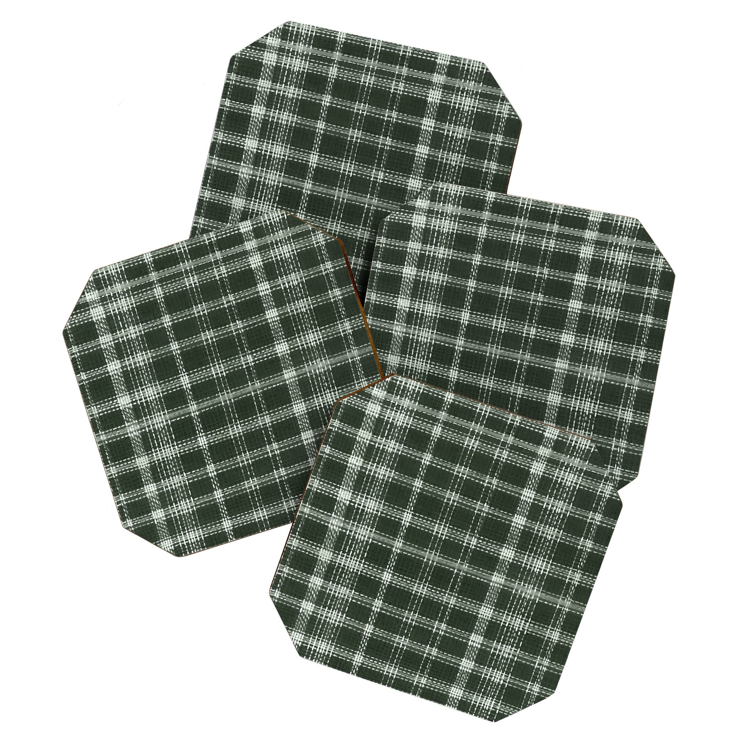 Fall Green Rustic Plaid Coaster Gallery Image 1