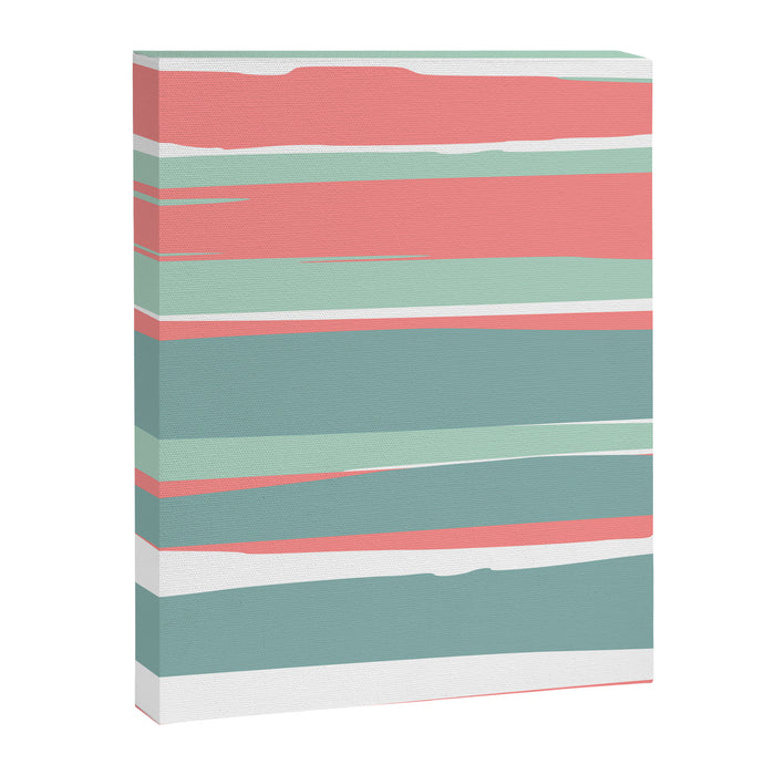 Festive, Abstract, Colorful Stripes, Coral and Teal Green Canvas Print Gallery Image 1