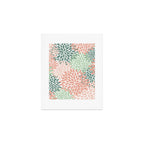 Festive, Abstract Floral Prints, Coral and Green Art Print Gallery Image 1
