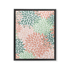 Festive, Abstract Floral Prints, Coral and Green Framed Canvas Print Gallery Image 8