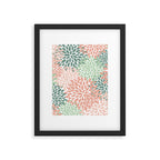 Festive, Abstract Floral Prints, Coral and Green Framed Art Print Gallery Image 6